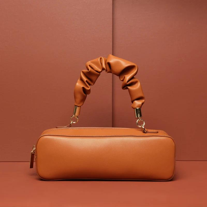 

2019 new fold creativ ladys bag luxury bag high quality Diagonal cross handbag unique elegant hard genuine Leather brown black