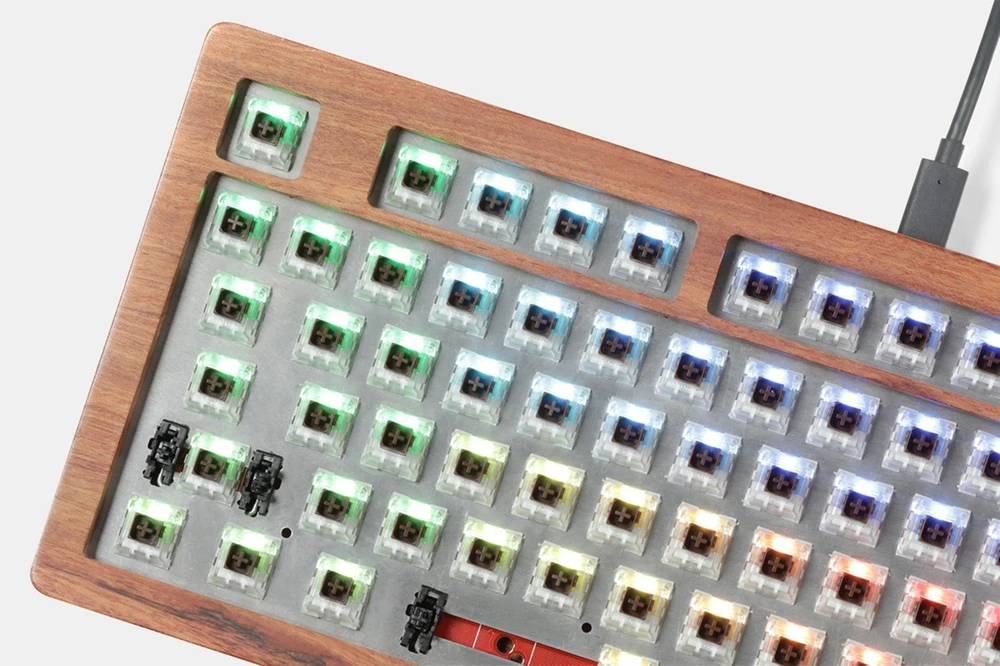 AOPO 87 80% механическая клавиатура с деревянным корпусом на заказ света rgb type c usb