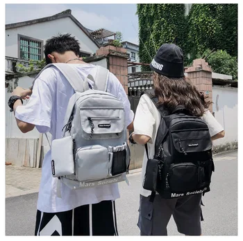 

Unisex Multi Pockets College Backpack Teenagers Fashion All-match Street Couple Bag Men Casual Durable Cloth Bags Mochila DF463