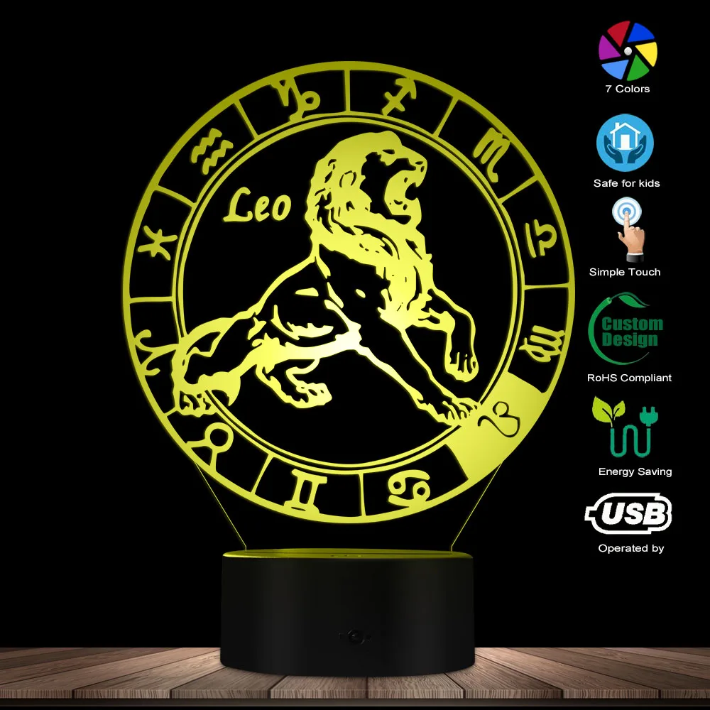 Ночной светильник Leo со знаками Зодиака светодиодный настольный ночник с