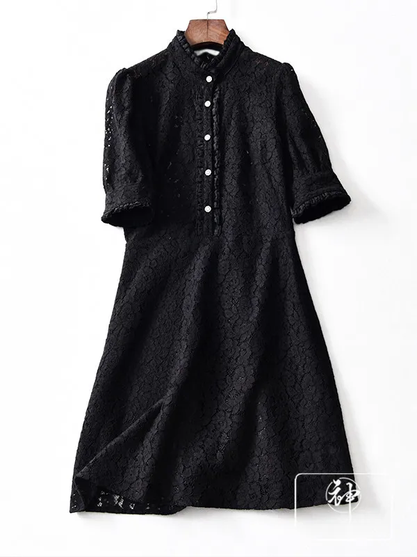 

A Generation of 19 Spring New Style Delicacy Fastener Decoration Waist Hugging Slimming Hollow out Lace Dress Women's Entity