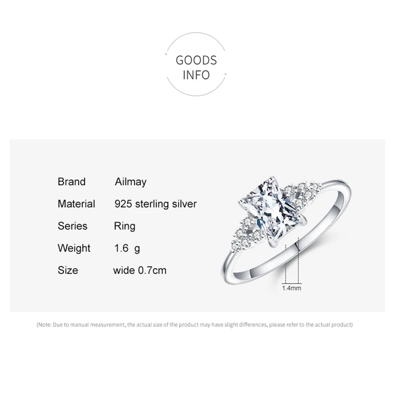 Silver Rings Ailmay 925 Sterling Silver Wedding Ring Fashion Luxury Cubic Zirconia Ring For Women