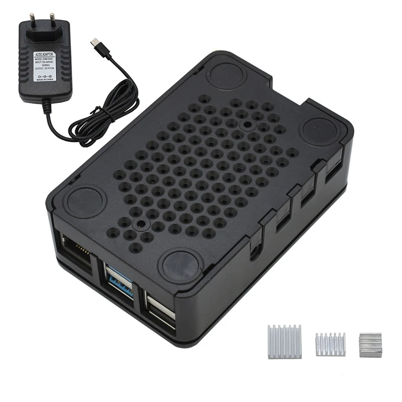 Для Raspberry Pi 4 Модель B ABS чехол 4G Оперативная память комплект с черной радиатора 5V 3A Мощность адаптер для Raspberry PI 4B