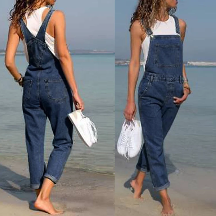 Women's Denim Jumpsuit Women Romper Ladies Jeans Pants Woman Loose Overall Long Denim Trousers Jumpsuits Dungarees Jeans long jeans ladies new printed overalls women spring and summer loose all match fashion casual pants fashion jeans jumpsuit