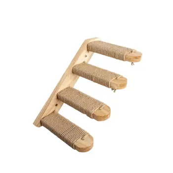 

Wall Mounted Cat Climbing Ladder Kitten Pet Furniture Play House Wood Climbing Stairs Frame with Sisal Rope