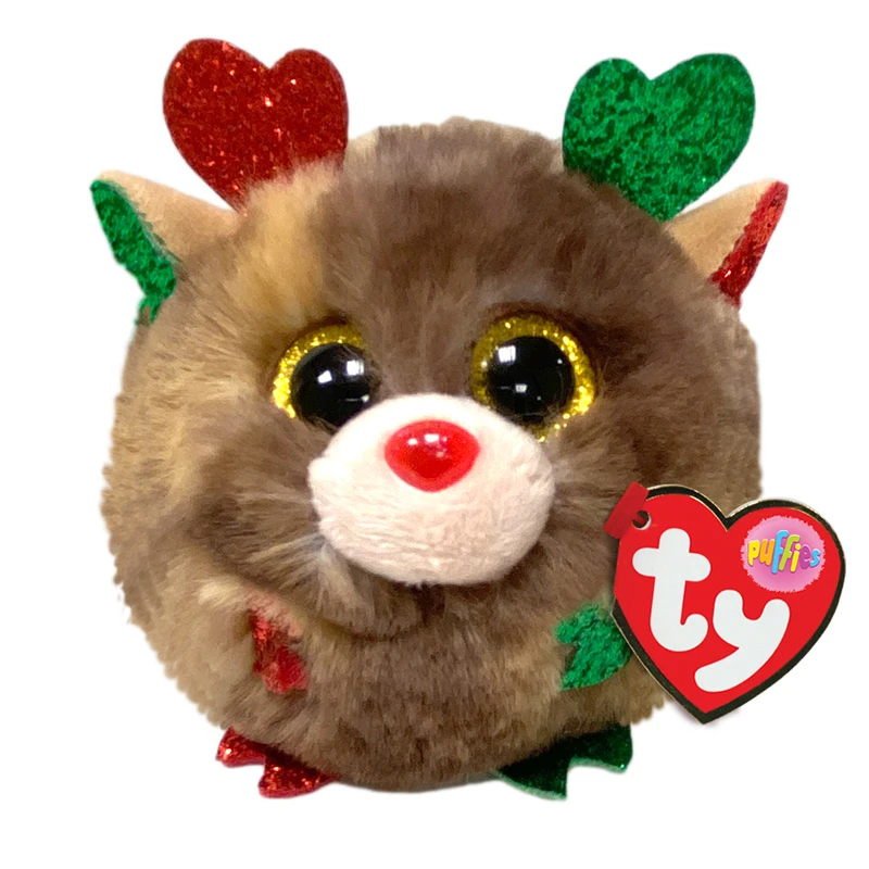 Ty Beanie Boos Soft Christmas Reindeer Shiny Red And Green Texture Glowing Ears Feet Children's Plush Toy Gift - Stuffed & Plush Animals AliExpress