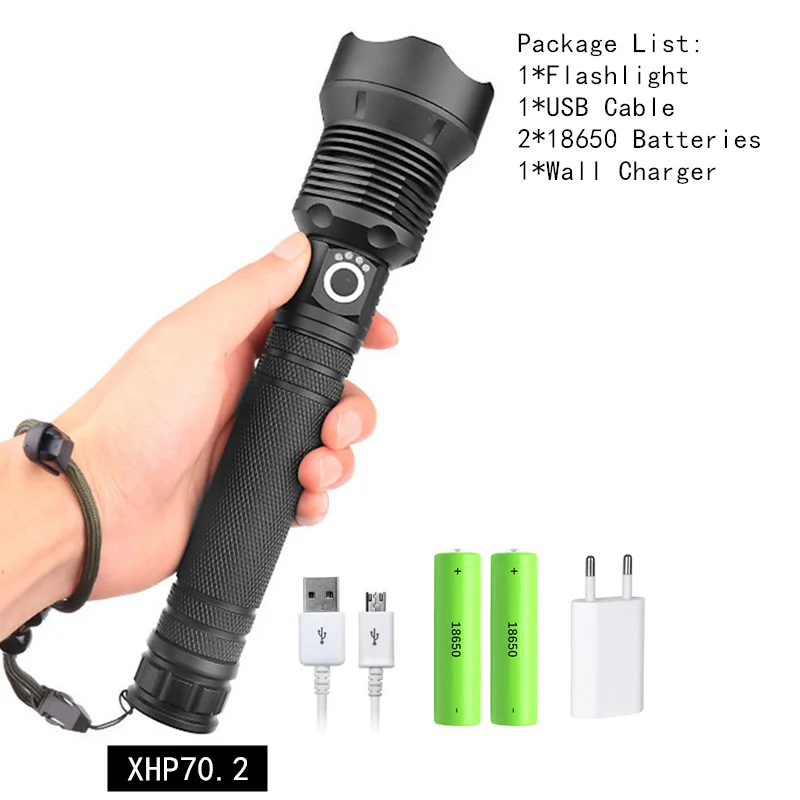 Package F Высокая мощность xhp70.2 мощный светодиодный светильник-вспышка Перезаряжаемый USB фонарь с зумом xhp70 xhp50 18650 или 26650 перезаряжаемый светодиодный светильник - Испускаемый цвет: Package F