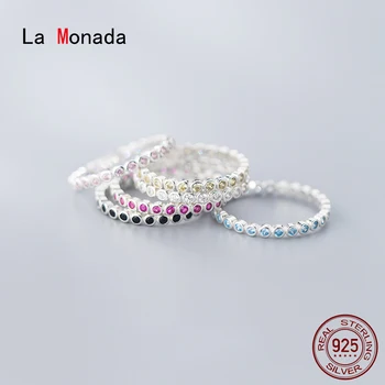 

La Monada Finger Women Ring 925 Sterling Silver Full Inlay Minimalist Rings For Women 925 Silver Fine In Jewerly Rings Woman