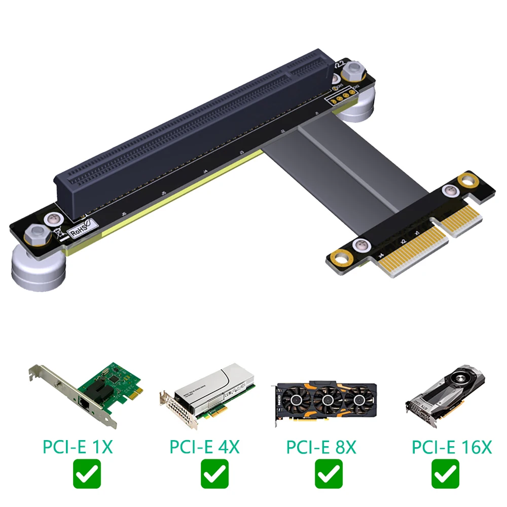 PCI Express PCI-E 4X до 16X слот Riser Card конвертер удлинитель ленточный адаптер удлинитель PCIe 16X90 градусов+ магнитное основание