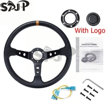 Универсальный 14 дюймов 350 мм из искусственной кожи гоночный автомобиль Руль алюминиевый сплав глубокий кукурузный диск спортивный дрейфующий руль