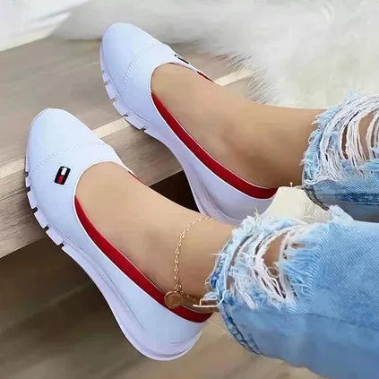 Zapatos hechos a mano De Color sólido para Mujer, zapatillas clásicas informales, Zapatos De tacón plano, cómodos, antideslizantes, a la moda, 2021