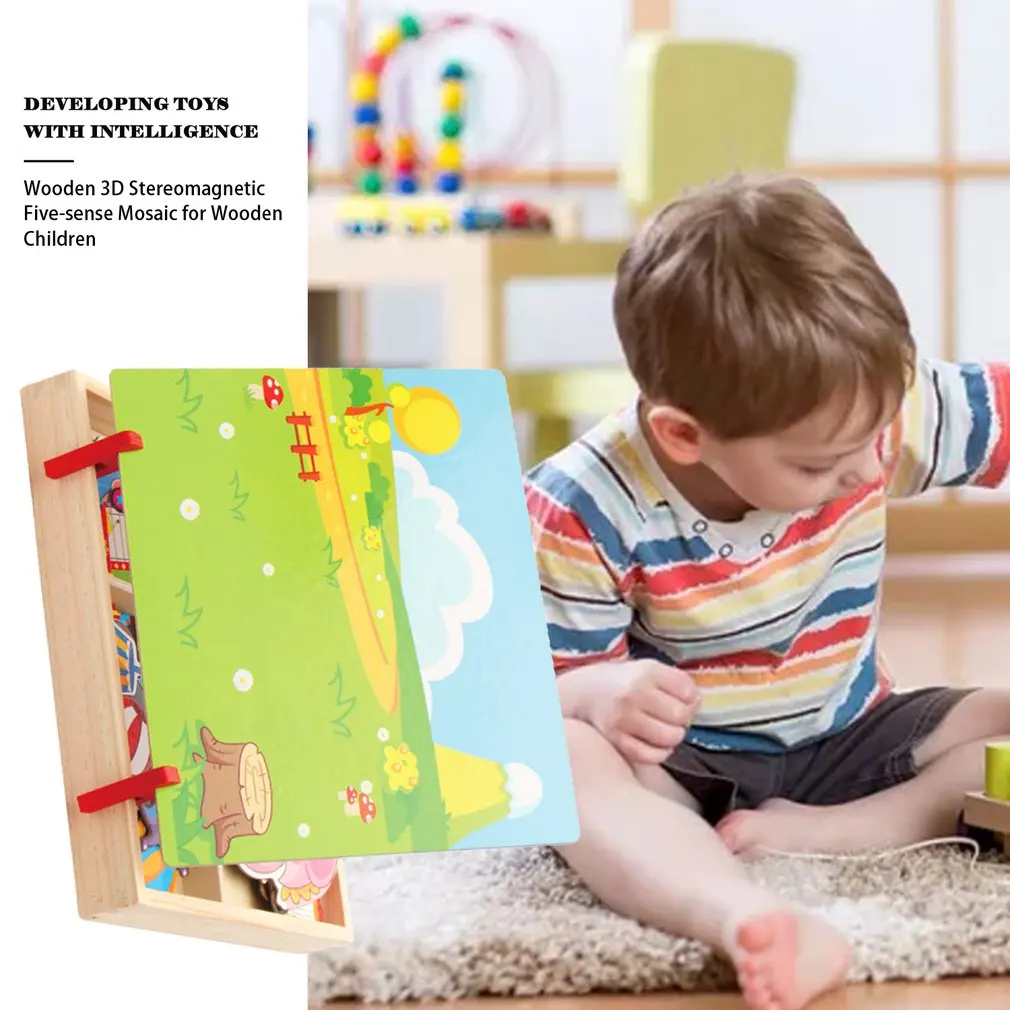 Diy магнитная головоломка особенности Лица Игра лицо младенец Раннее детство Когнитивное сопряжение головоломка сила деревянные игрушки