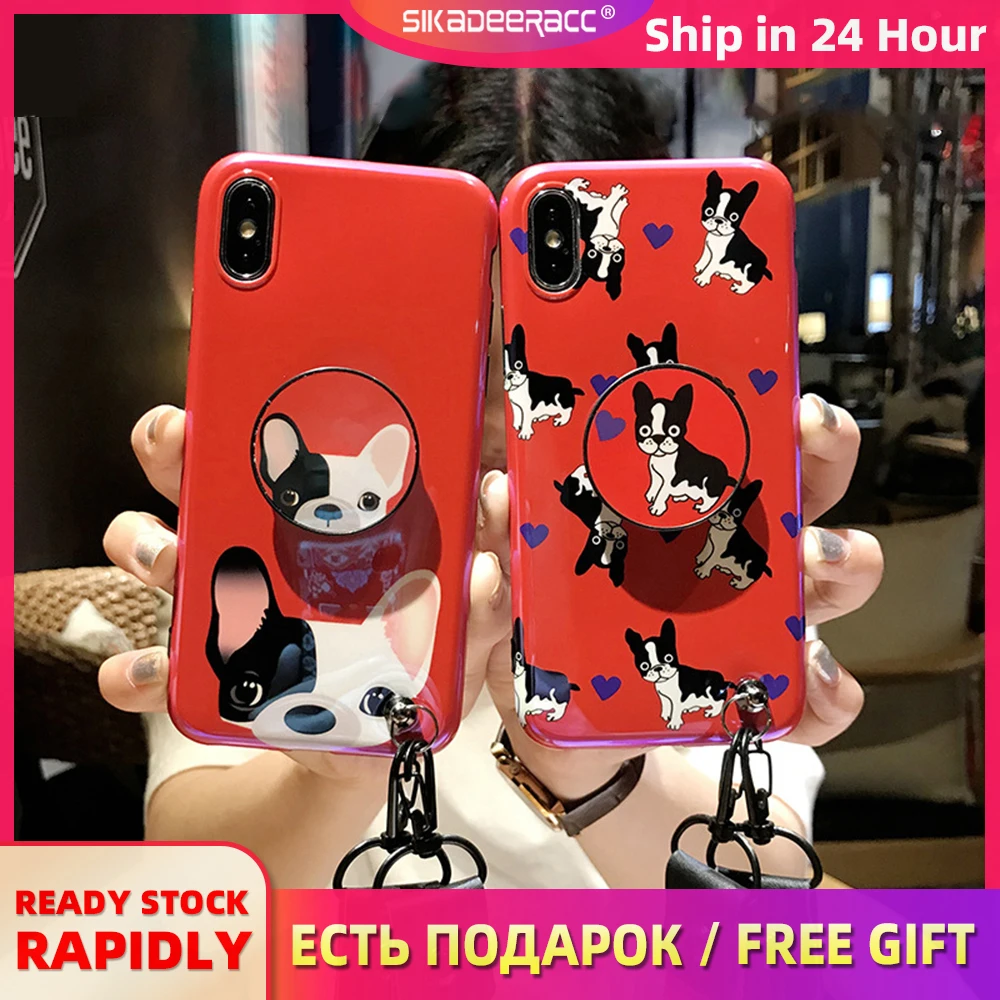 Синий-ray мультфильм собака Телефон чехол для iPhone 6 6s 7 8 Plus X милый шнурок мягкий