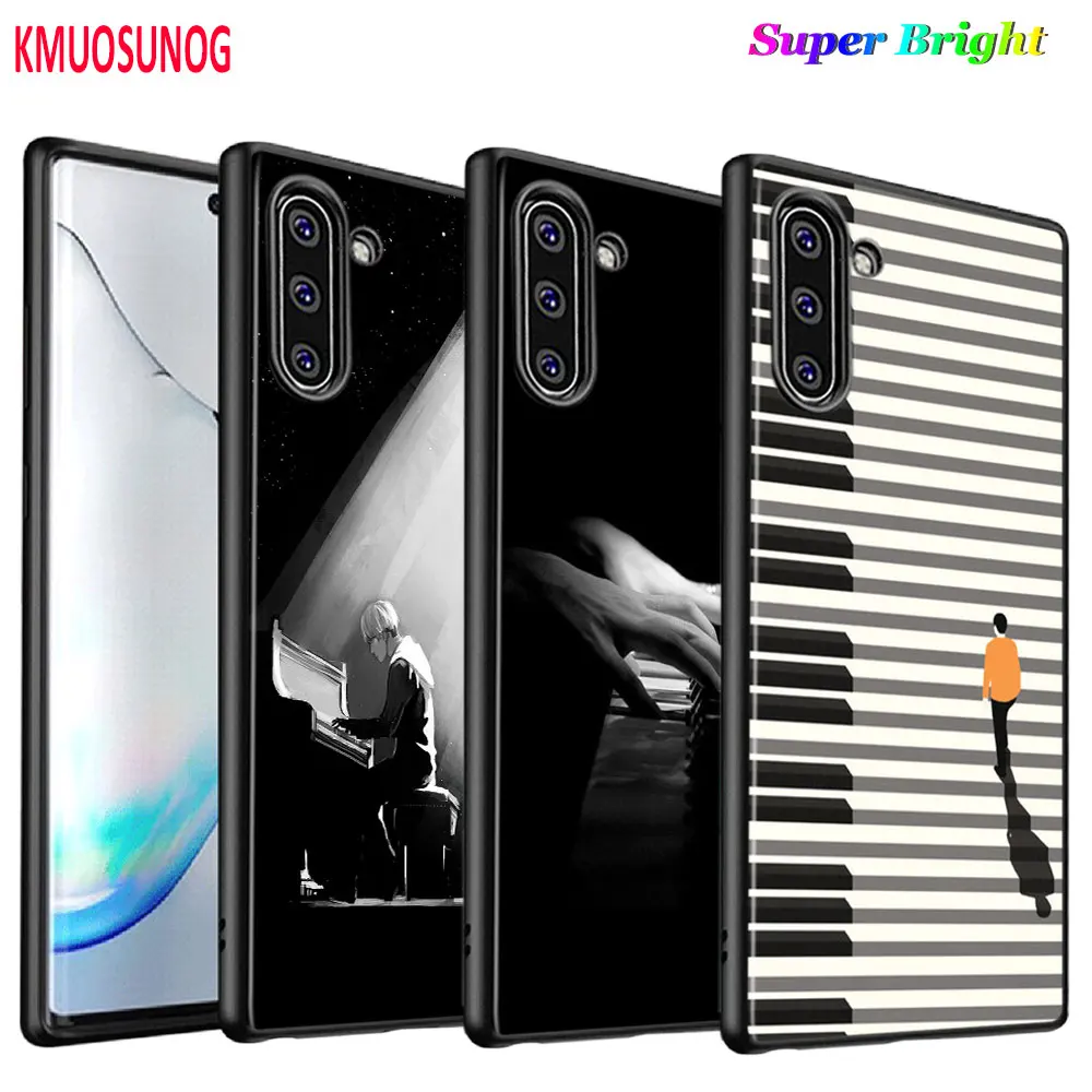 

Black Silicone Cover Piano music art for Samsung Galaxy Note 10 Plus 10 Pro 9 8 S10 S9 S8 Plus S7 S6 Phone Case