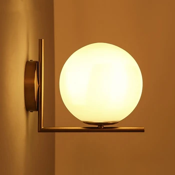 

modern gold E27 wall lamp white glass frosted glass lamp new design lamp living room bedroom light bedside lamp