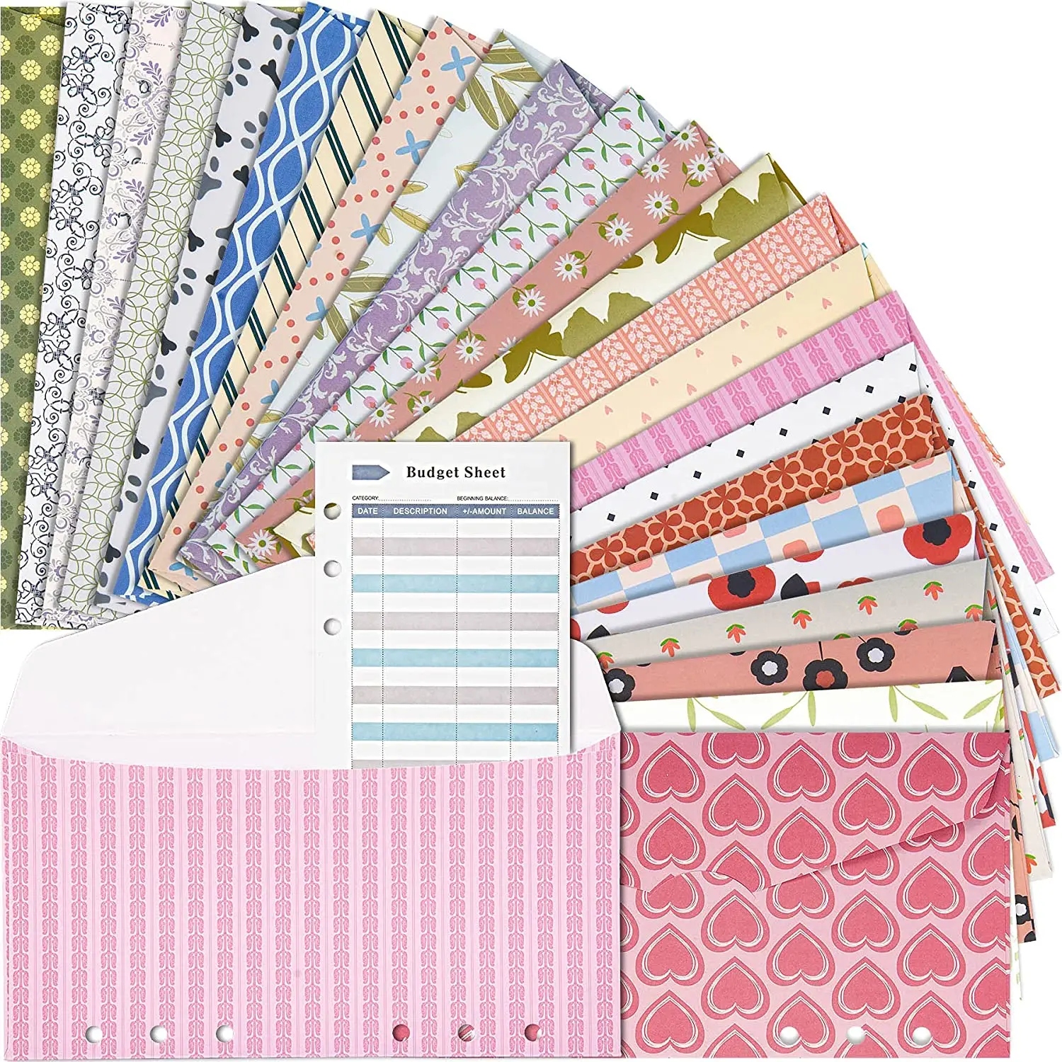 Cash Envelopes for Budgeting,24 Assorted Colors A6 Budget Binder Envelopes and Expense Tracker Budget Sheets, for Planner