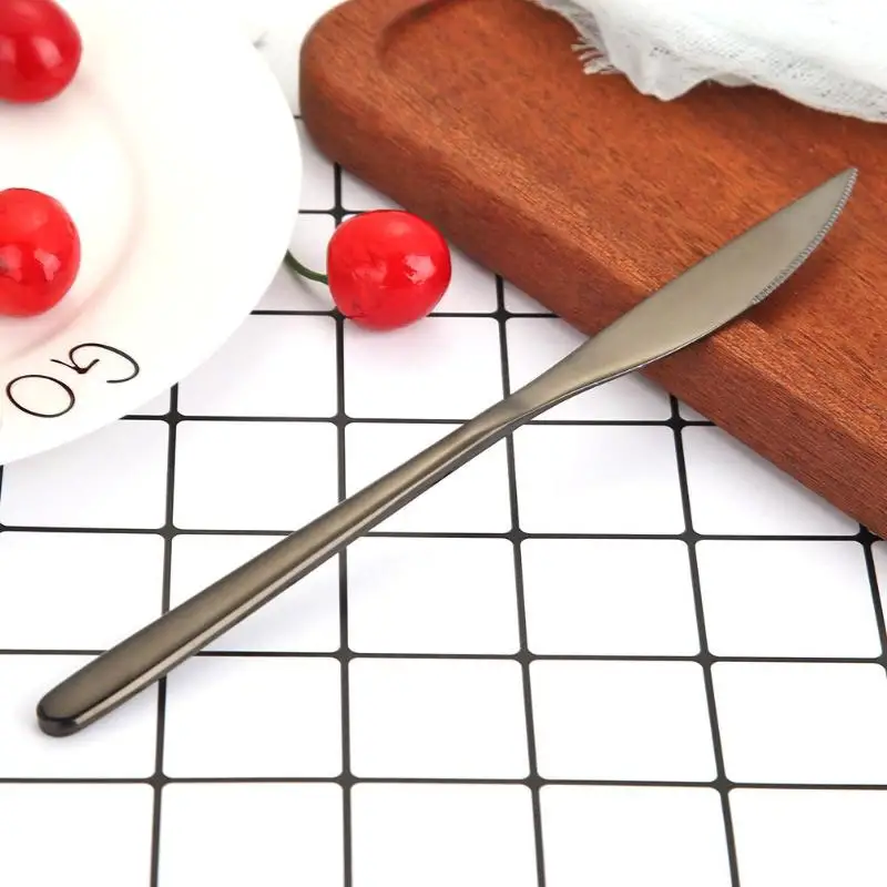 Черный Dinner Cutlery Portable Stainless Steel Table Practical Knife Kitchenware Outdoor Flatware Necessary Household Kitchen Supplies - Цвет: Черный