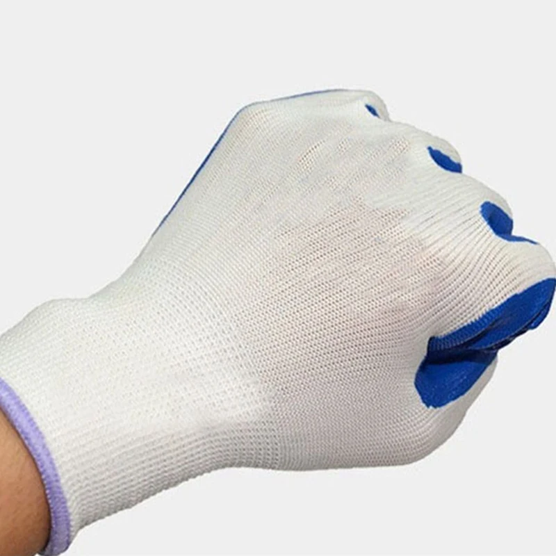 1pair Nitrile Labor Insurance Gloves Wear-resistant Non-slip Dipped Gloves White Gauze Blue Butyl Clear Rubber Gloves