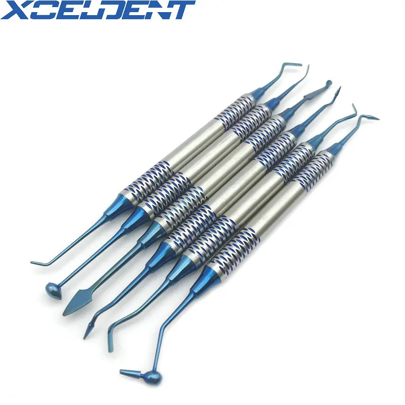 6 шт зубная композитная Смола Заполнения шпатель Титан покрытием головы смолы