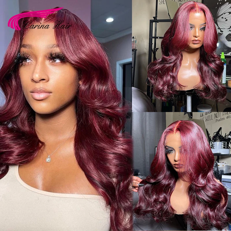 Парик 99J с цветными волнистыми волосами 13*4 парики застежкой спереди 4*4 из