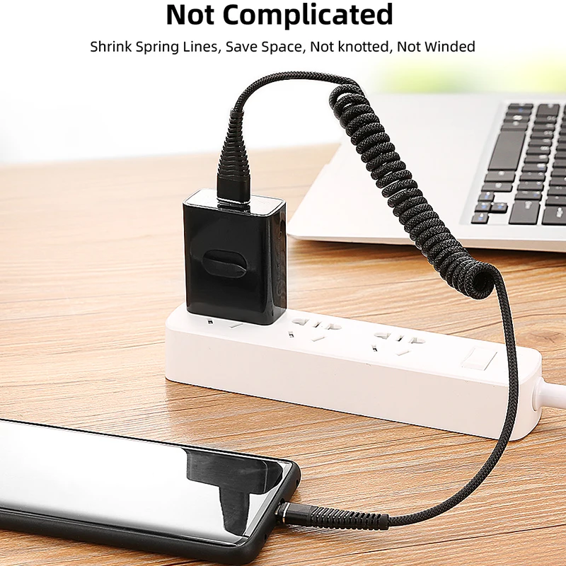 1,2 м выдвижной пружинный Спиральный Micro USB кабель для iPhone samsung Android мобильный телефон Быстрая зарядка usb type C кабель провод шнур