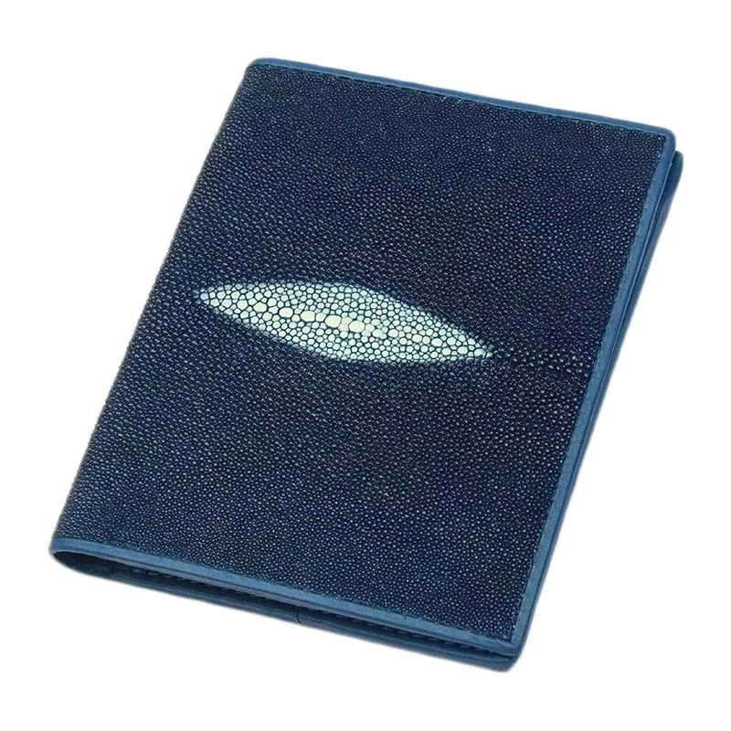 Blue 2 Женский и мужской короткий клатч из натуральной кожи с жемчугом, унисекс, кошелек из натуральной кожи ската, женский красный бумажник с тремя отделениями для карт - Цвет: Blue 2