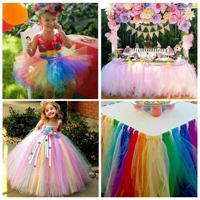 10Yards/Roll Rainbow Glitter Tulle Fabric DIY Soft Netting Craft Gift Tutu Skirt Home Wedding Dress Stage Doll Clothing Decor