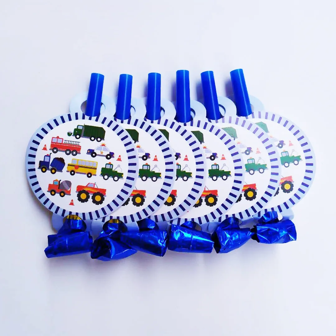 Blow 6Pcs Мультфильм автомобили пожарная машина тема детские украшения для детей вечерние принадлежности одноразовая посуда баннер бумажные тарелки стаканчики Baby Shower - Цвет: Blow 6Pcs