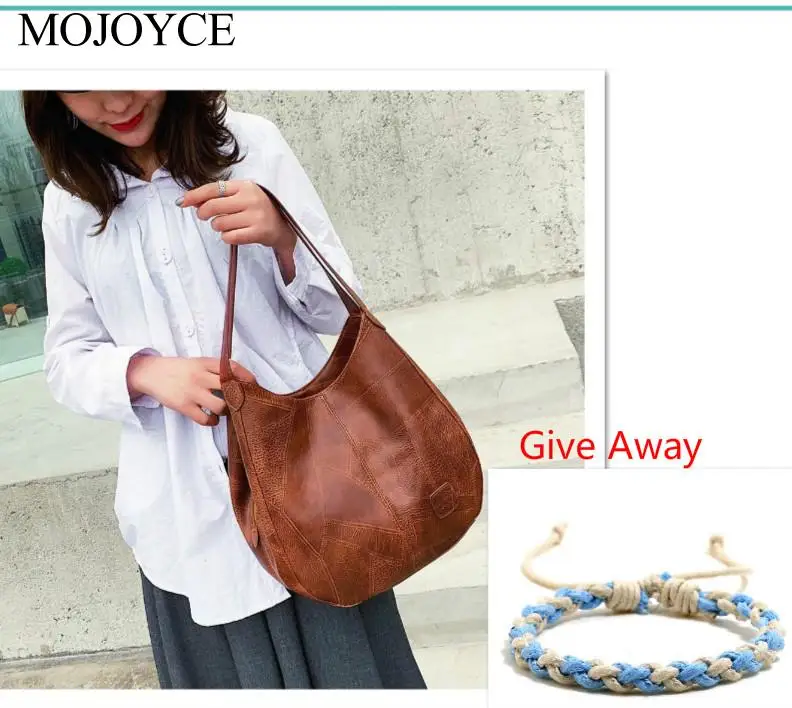 

Vintage PU Leather Women Shoulder Bag 2020 Fashion Ladies Big Size Handbag Tote Shopping Beach Bags Bolsa Feminin give Bracelet
