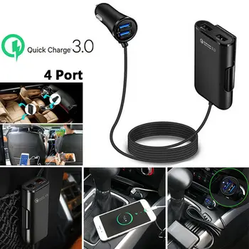 

4 Port USB Car Charger Extending USB Front And Backseat For Phone