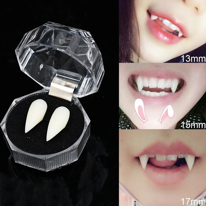 Fashion-1 pair Halloween Vampire Denture Zombie Teeth Small Tiger Teeth COSPLAY Make-up Dance Props 13mm