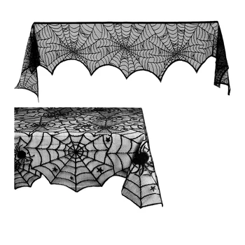 

Promotion! Halloween Spider Web Fireplace Mantel Cover Scarf and Tablecloth, Festive Party Halloween Supplies