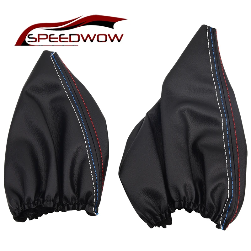 

SPEEDWOW Manual Car Leather Gear Shift Collars PU Manual Handbrake Boot Cover Case For BMW E46 3 Series E36 M3 1991-1998