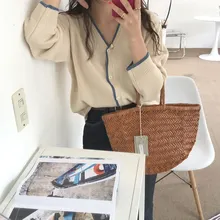 Корейский женский осенний вязаный свитер Кардиган с длинным рукавом однобортный Тонкий подходит для элегантных повседневных дам пальто Новая Корея