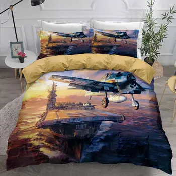 

Plane Ocean Bedding Set Bedroom Decor Doona Quilt Cover Boys Men Gift Hypoallergenic 1PC Duvet Cover with Pillowcase Dropship