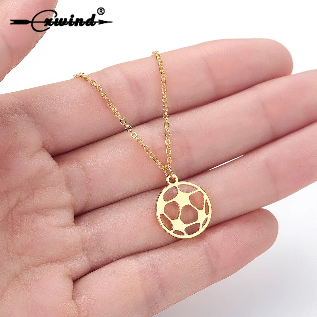 

Cxwind Stainless Steel Star Necklaces Soccer Ball Hippie Necklace Pendant Male Sports Hip Hop Men Chain Jewelry Christmas Gift