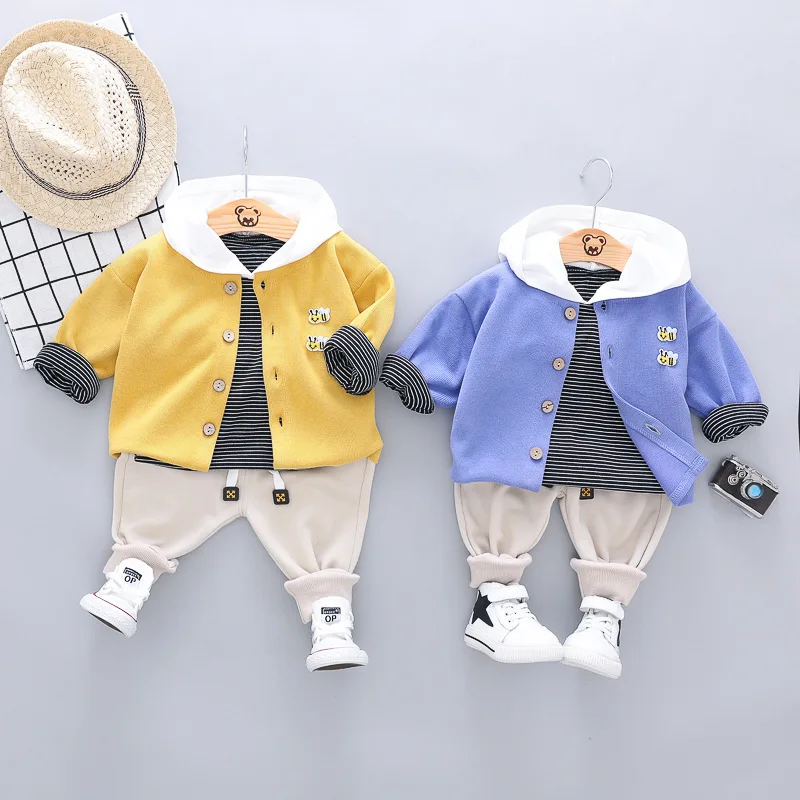Autumn Baby Boys Girls Clothing Toddler Infant Clothes Suits Kids Coats T Shirt Pants 3Pcs/Sets Children Leisure Tracksuits