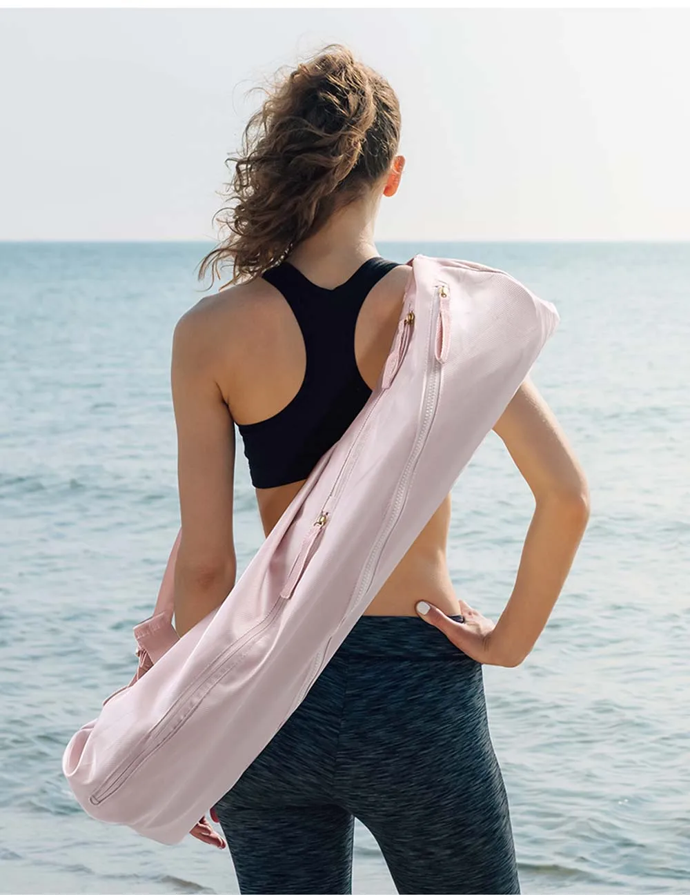 Утолщенная розовая сумка-коврик для йоги, многофункциональная Большая вместительная сумка для хранения на плече, спортивная сумка для