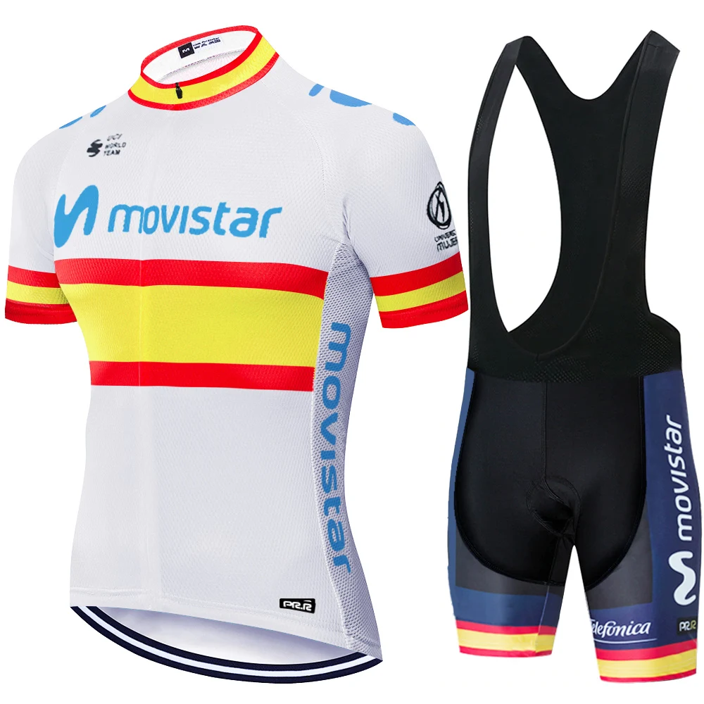Maillot movistar цветная полоска профессиональная команда комплект велосипедных шорт