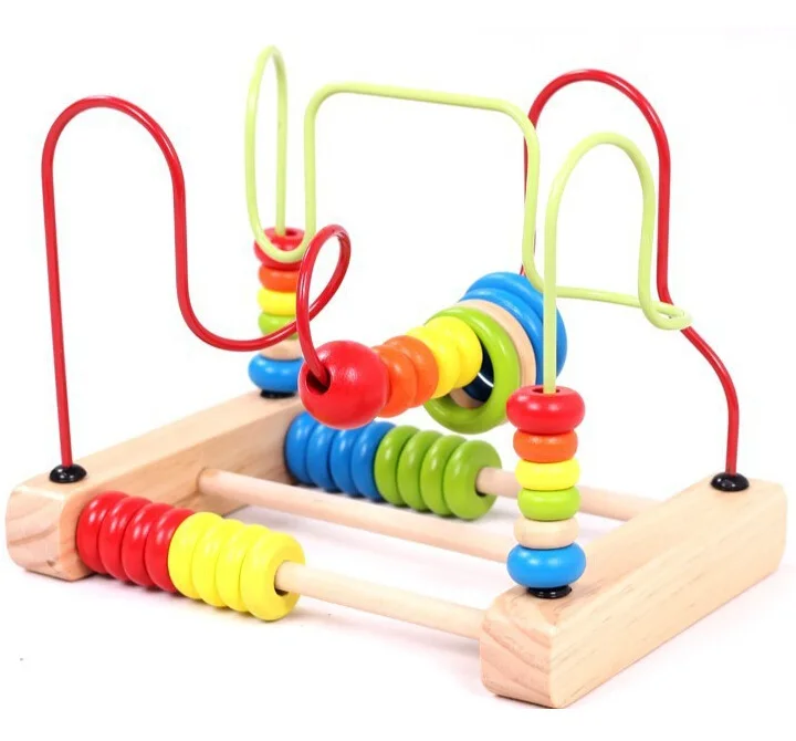 

Large Size Desktop 2-Wire Abacus Calculation Bead-stringing Toy Rb24 Children Wooden Early Childhood Educational Toy 1-3 Years O