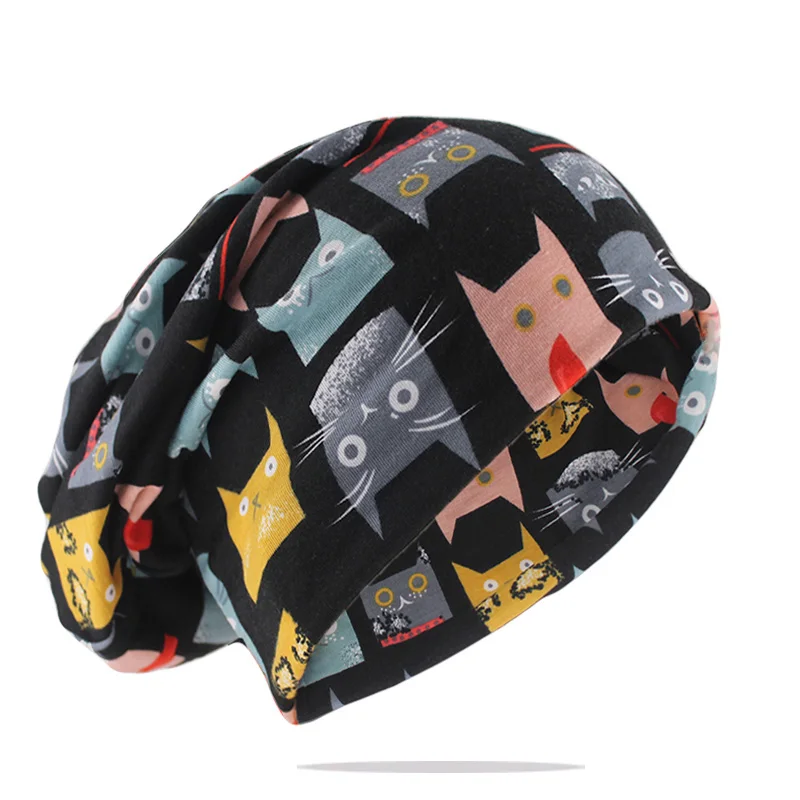 Neue Stil Mode Doppel Verwendet Frauen Herbst Warme Mützen Skullies Casual Bunte Floral Outdoor Hüte Schal Kappe Mädchen Weiche Gorras – Detail 8