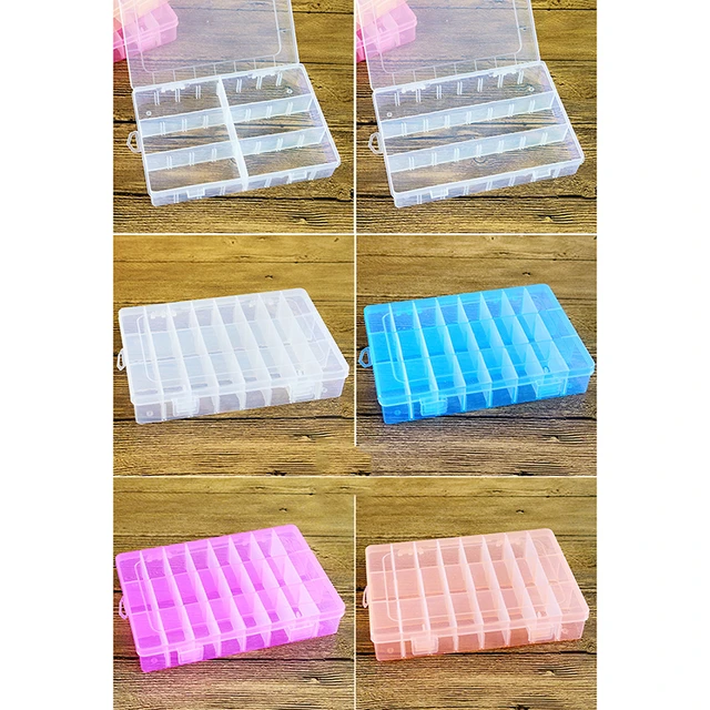 24 Compartment Organizer Plastic Bin Portable Parts Storage Container Case  Bolts