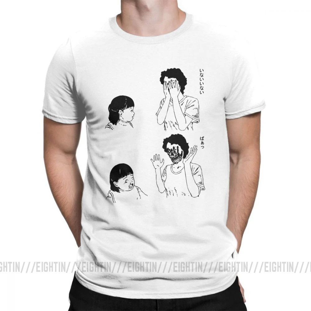 Мужские футболки HoJunji Ito Shintaro/забавная футболка с короткими рукавами в стиле ужасов на Хэллоуин Одежда с круглым вырезом Новое поступление хлопковой футболки - Цвет: Белый