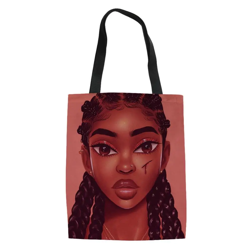 FORUDESIGNS/женские сумки для покупок для утилизации черного искусства, африканская Льняная сумка для девочек, женская пляжная сумка, женские сумки на плечо, Эко сумки - Цвет: YQ3714Z22