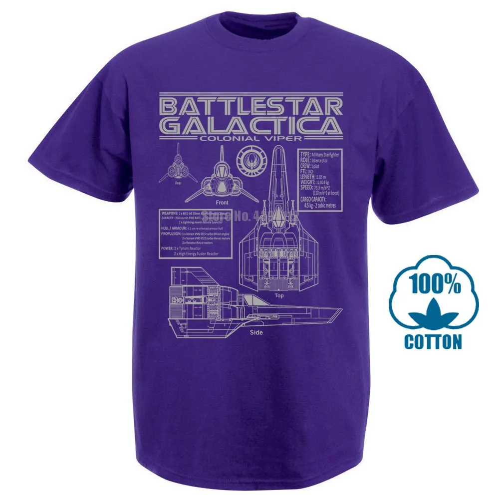 Battlestar Galactica Viper Blueprints S 5Xl футболка Specs логотип Colonial Tv - Цвет: Фиолетовый