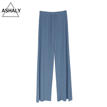 

Soft Comfort Women Pants New High Waist Casual Summer Slacks Pants Women Ice Silk Ankle-Length Long Trousers Female Slacks