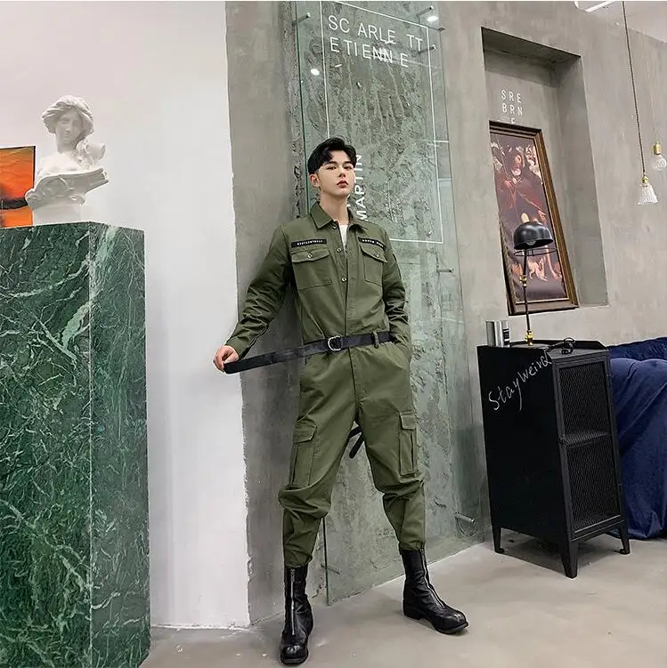 SHENGYUJIN S~ 2XL! Осень Ретро оснастки комбинезон мужские ins тренд брюки хип хоп Свободные Комбинезоны мужской костюм