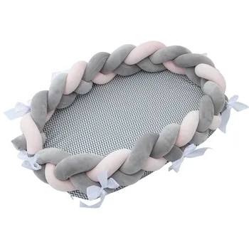 

INS Twist braided cotton Crib Fence Bionic baby bed Portable Washable Travel Isolated Bed Baby room decoration