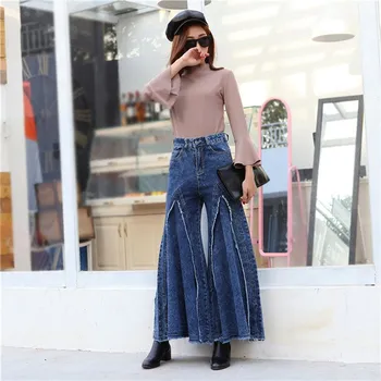 

2019 New Spring Summer High Waist Pants High Street Women Loose Denim Wide Leg Jeans Fashion Tide Jeans Trousers