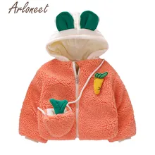 ARLONEET/пальто с героями мультфильмов теплое зимнее плотное пальто для маленьких девочек верхняя одежда с капюшоном из 2 предметов на молнии с рисунком морковки Новое Детское пальто хлопковая куртка для мальчиков